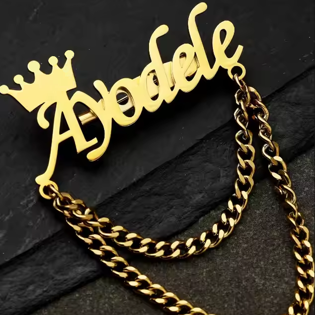 Customize Wedding Groom Brooch with Chain