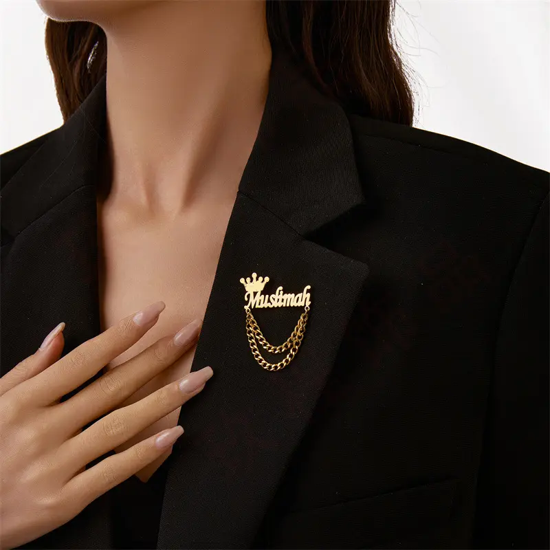 Customize Wedding Groom Brooch with Chain