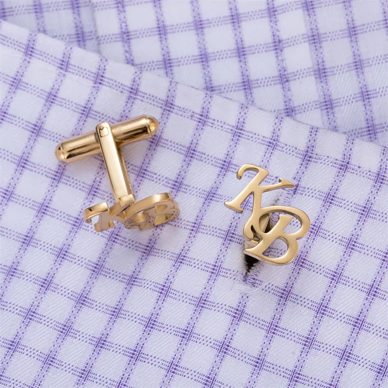 Wedding Initial Name Cufflinks for Men, Set of 1 Pair (2 Pcs)