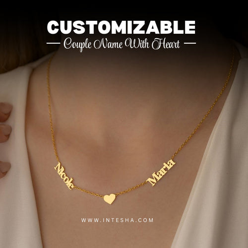 Customize Couple Name Necklace with Heart