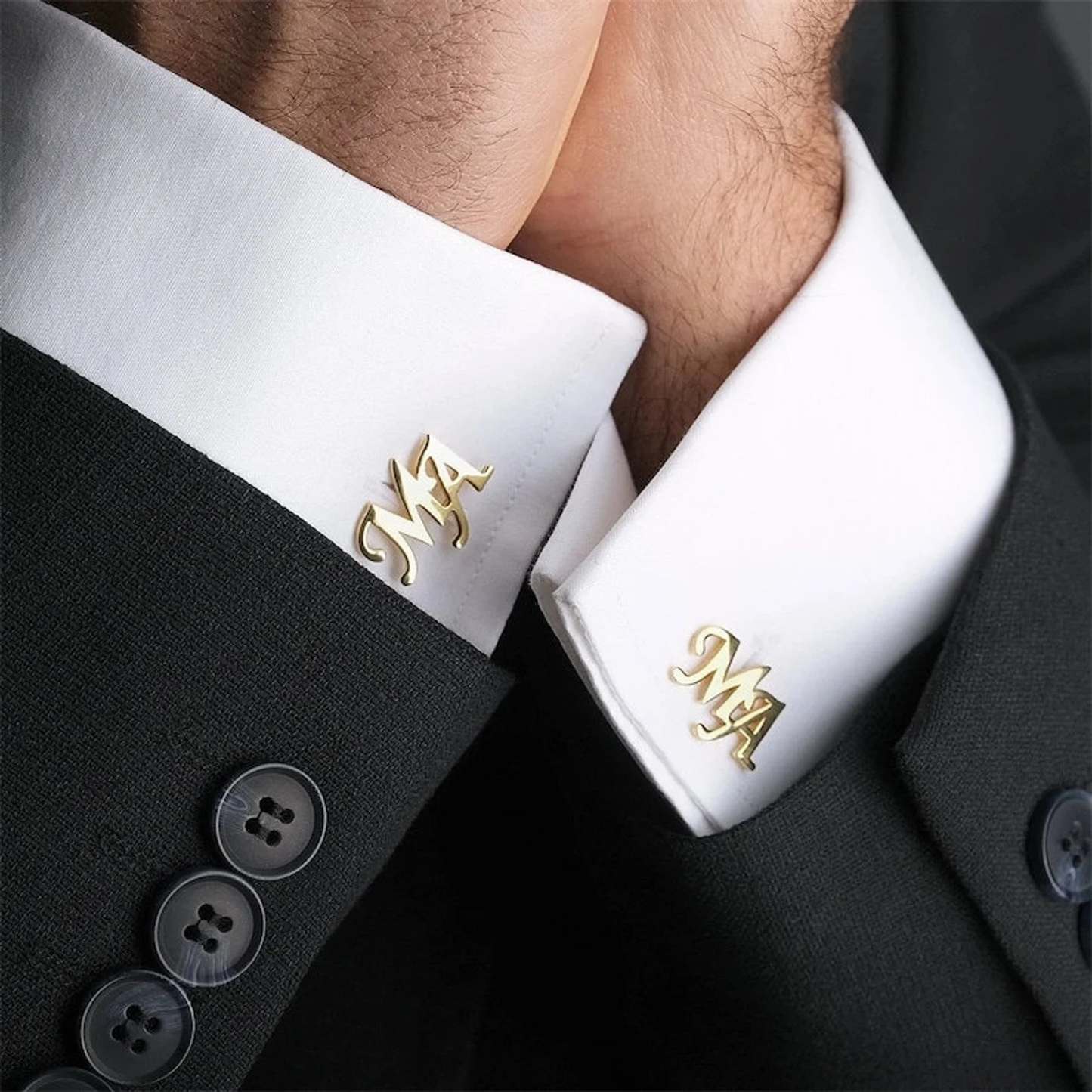 Wedding Initial Name Cufflinks for Men, Set of 1 Pair (2 Pcs)