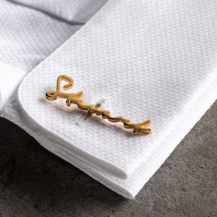 Personalized Full Name Signature Cufflinks for Men, Set of 1 Pair (2 Pcs)