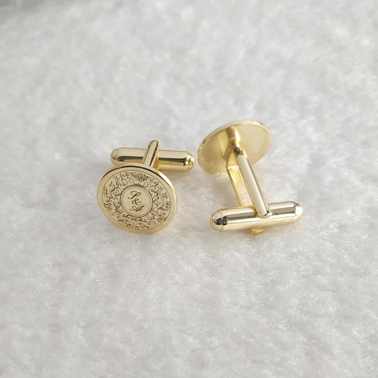 Premium Engraving Initial Name Cufflinks for Men,  Set of  1 Pair (2 Pcs)