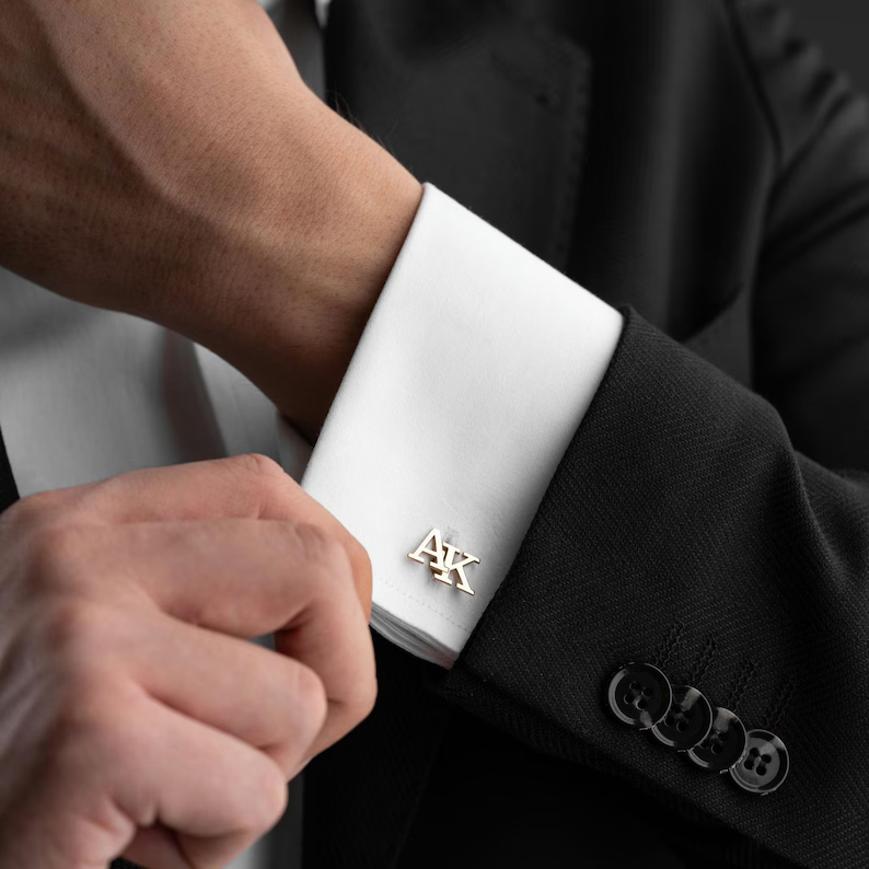 Handmade Initial Name Cufflinks for Men,  Set of  1 Pair (2 Pcs)