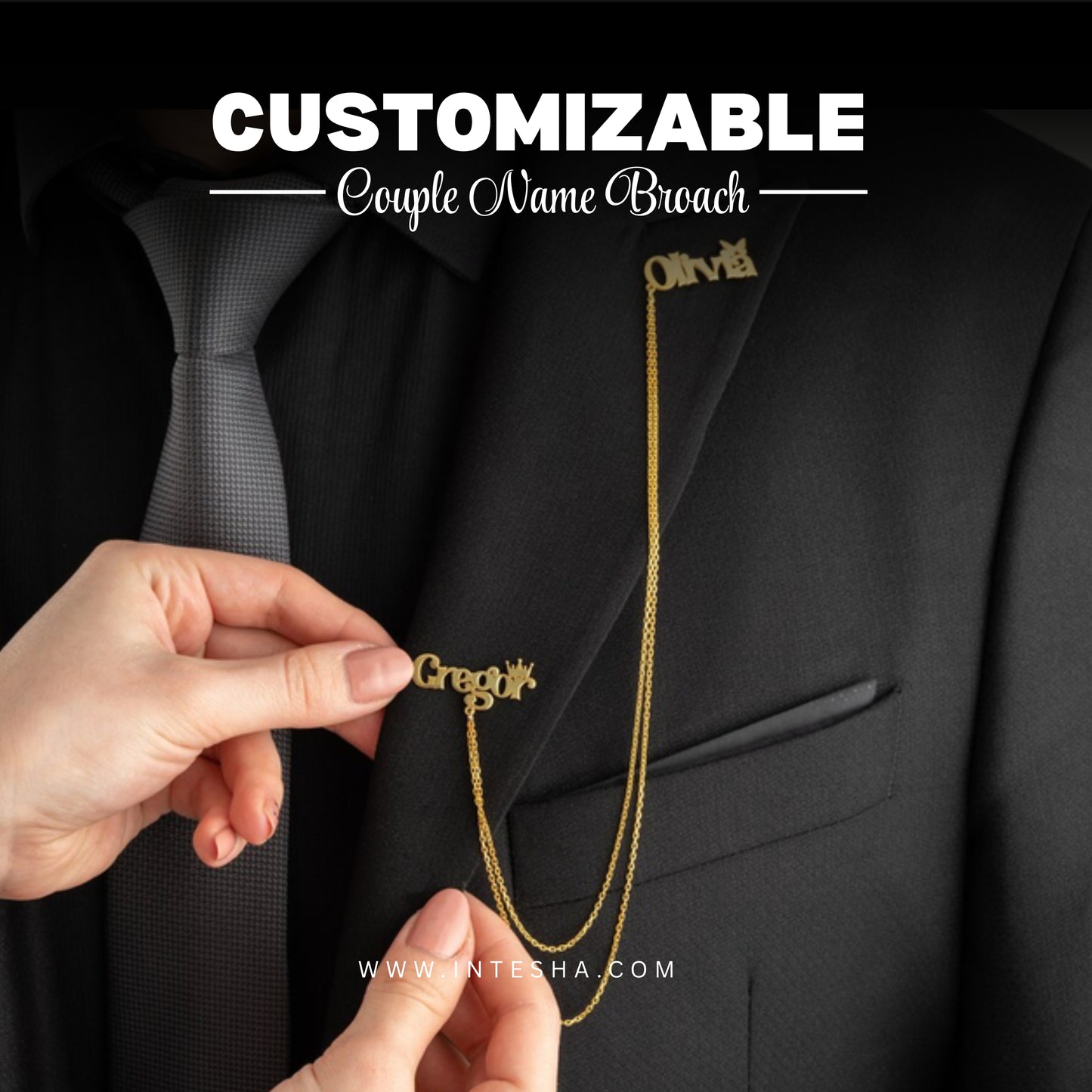 INTESHA® Personalized Couple Name Brooch