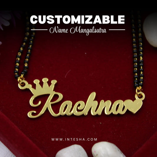 Customize Single Name Mangalsutra Heart & Crown
