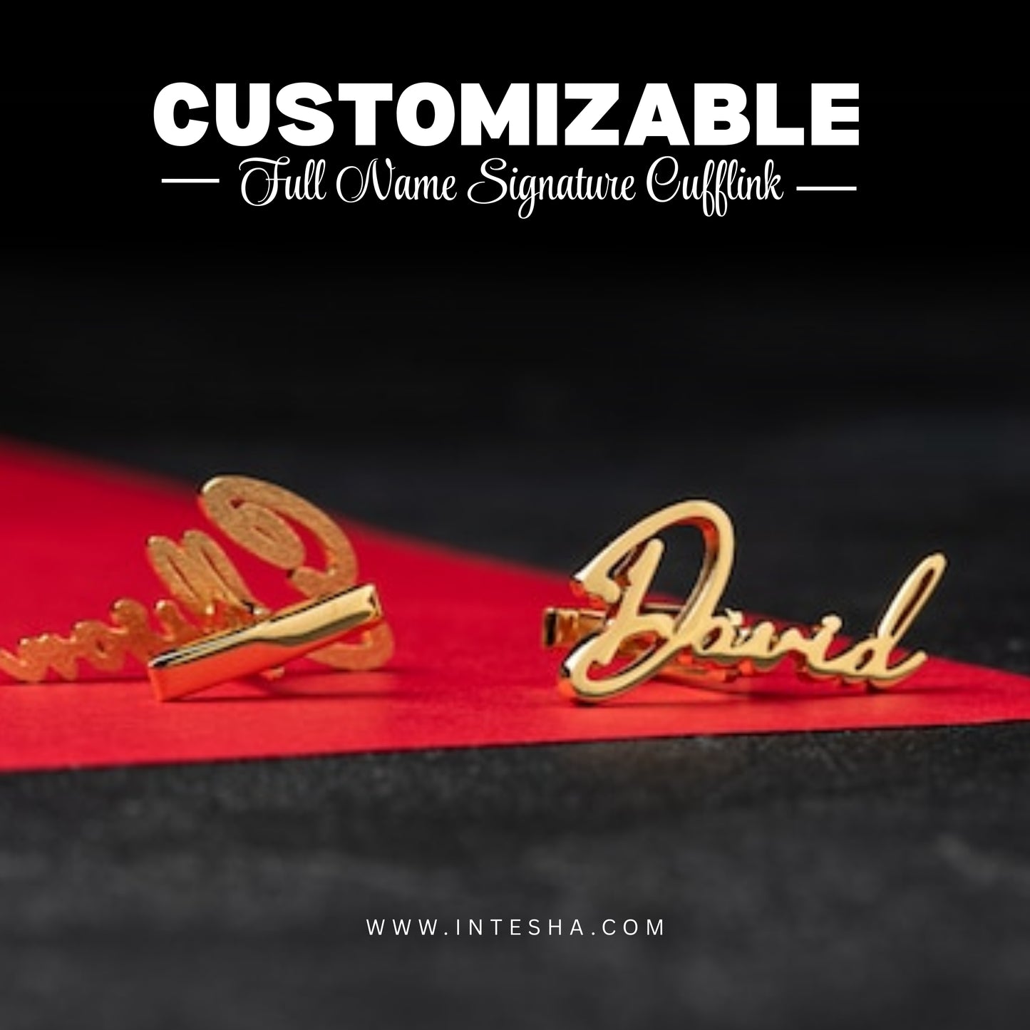 Personalized Full Name Signature Cufflinks for Men, Set of  1 Pair (2 Pcs)