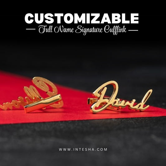 Personalized Full Name Signature Cufflinks for Men, Set of  1 Pair (2 Pcs)