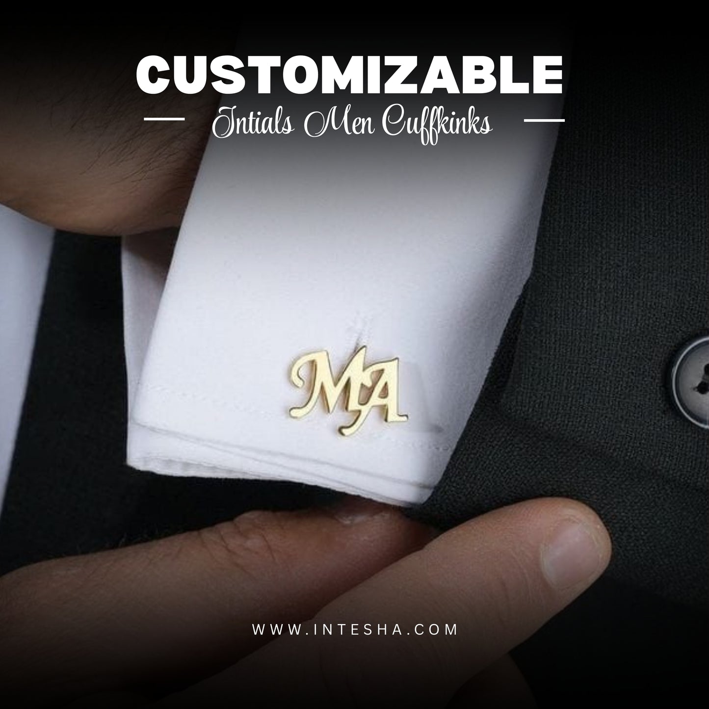Wedding Initial Name Cufflinks for Men,  Set of  1 Pair (2 Pcs)