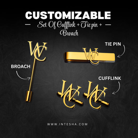 Personalised Men's Combo Accessory Set, Monogram Cufflinks, Lapel Pin, Tie Bar
