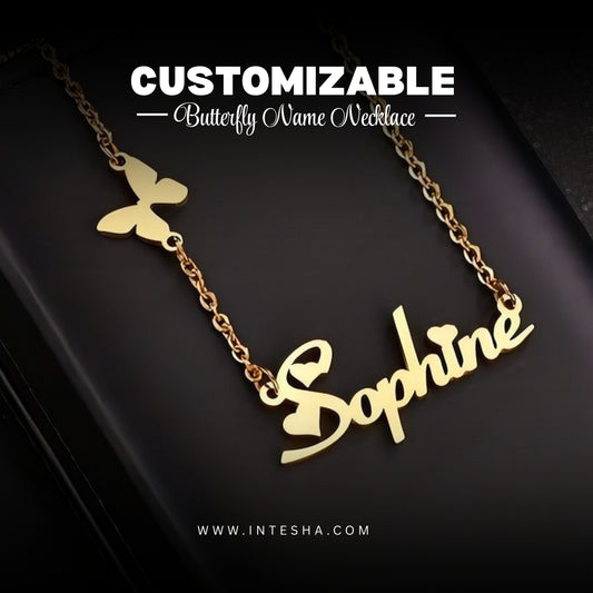 Customize Name Necklace with Butterfly