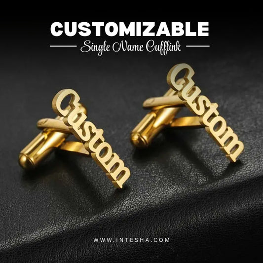 Personalized Full Name Cufflinks for Men, Set of  1 Pair (2 Pcs)