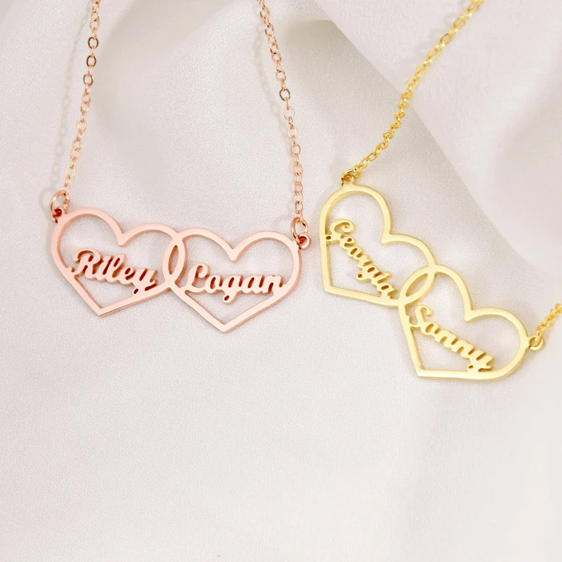 Customize Couple Name Necklace Inside Heart