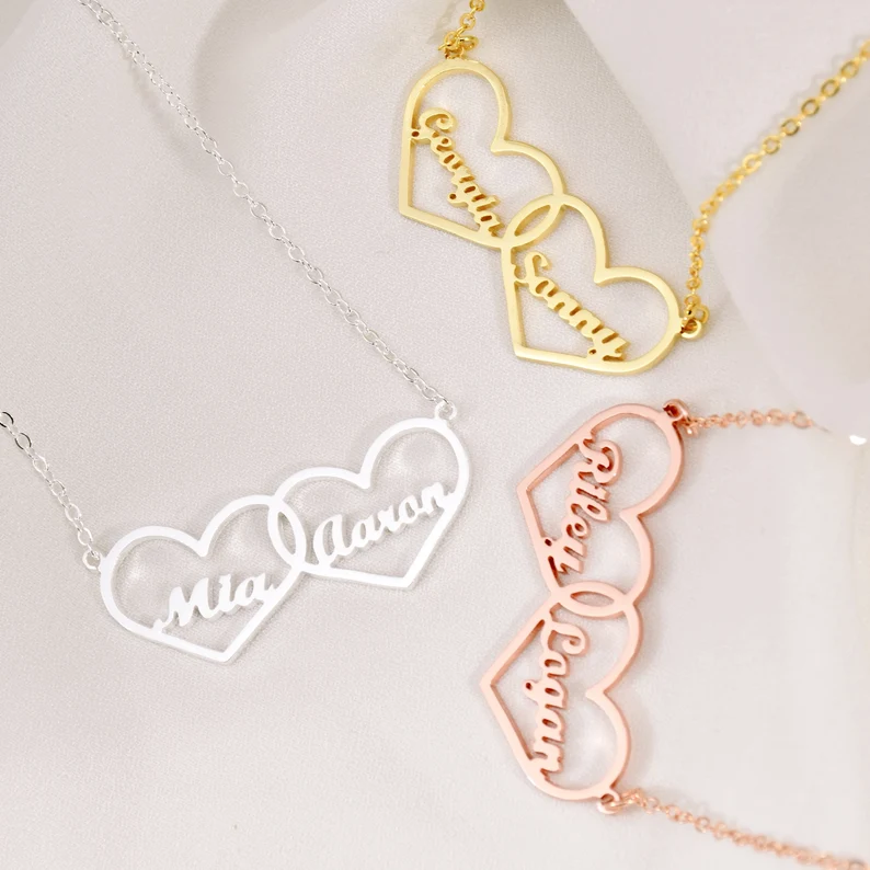 Customize Couple Name Necklace Inside Heart