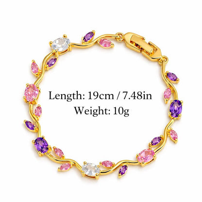 Anti Tarnish Gold Tulip Multi  Floral Bracelet 18 K Gold Plated