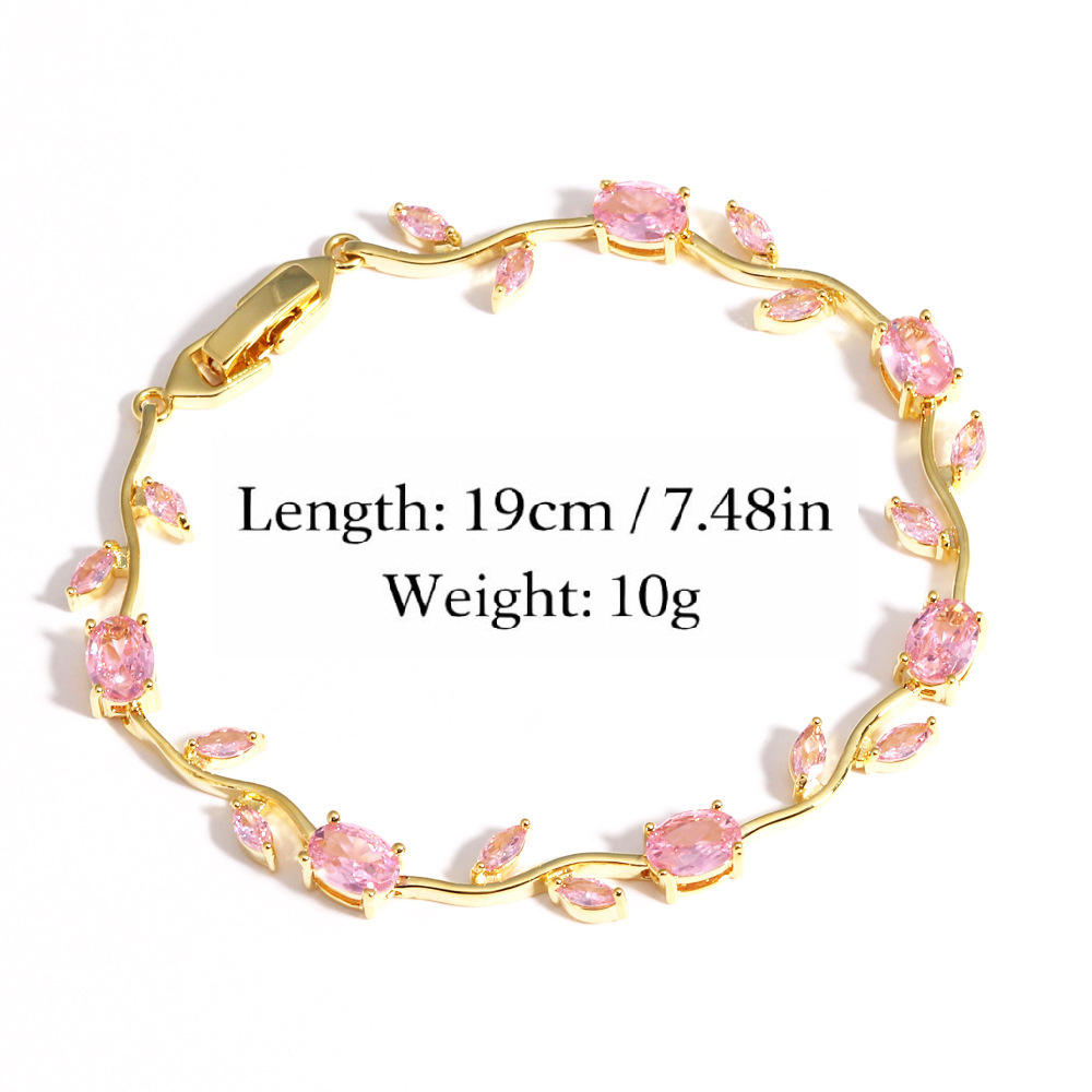 Anti Tarnish Gold Pink Tulip Floral Bracelet 18 K Gold Plated