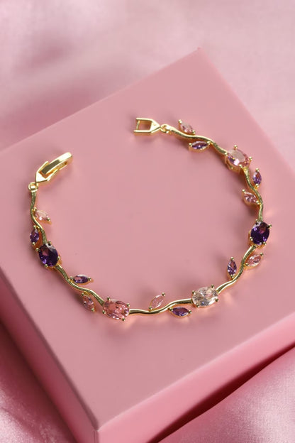 Anti Tarnish Gold Tulip Multi  Floral Bracelet 18 K Gold Plated