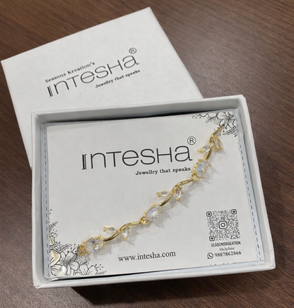 Anti Tarnish Gold White Tulip Floral Bracelet 18 K Gold Plated