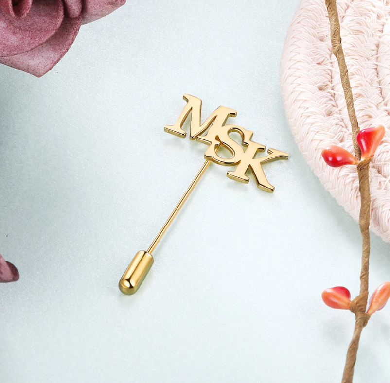 Custom Name Brooch Long lapel Pin