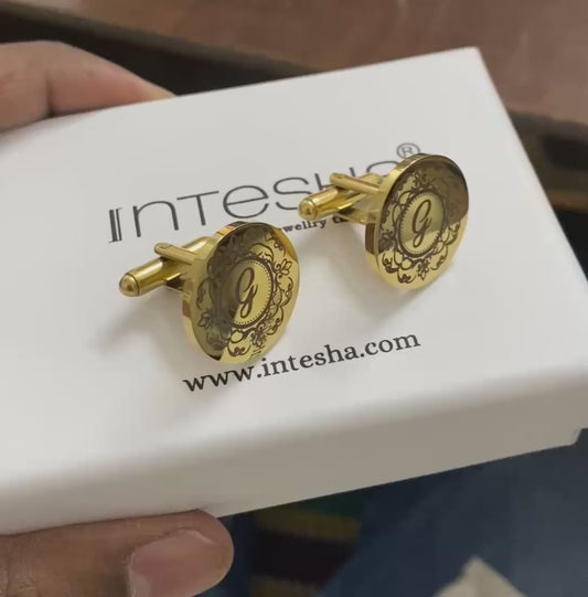 Premium Engraving Initial Name Cufflinks for Men,  Set of  1 Pair (2 Pcs)